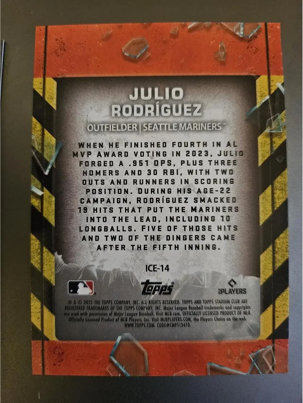 Julio Rodríguez In Case of Emergency 2025 Stadium Club #ICE-14 Seattle Mariners